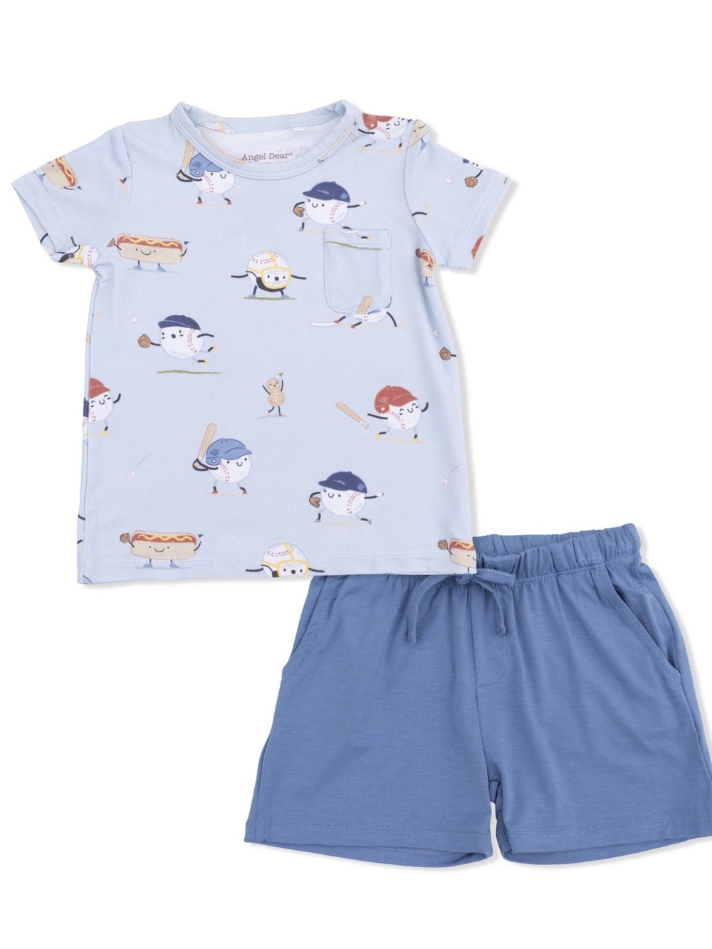 Angel Dear Baseball & Hotdog T Shirt with Blue Shorts Set 2T 3T 4T